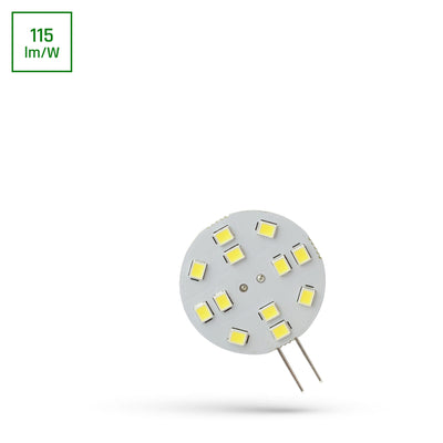 Spectrum LED G4 12V 2W 6000K 230 lumen 120° cool white light CRI 80 non-dimmable for indoor use