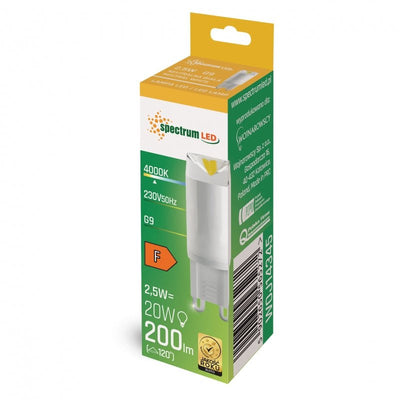 Spectrum LED G9 Lampe 230V 2.5W 4000K neutralweiß, 200 Lumen, 100° Abstrahlwinkel, keramisch, nicht dimmbar, CRI 80