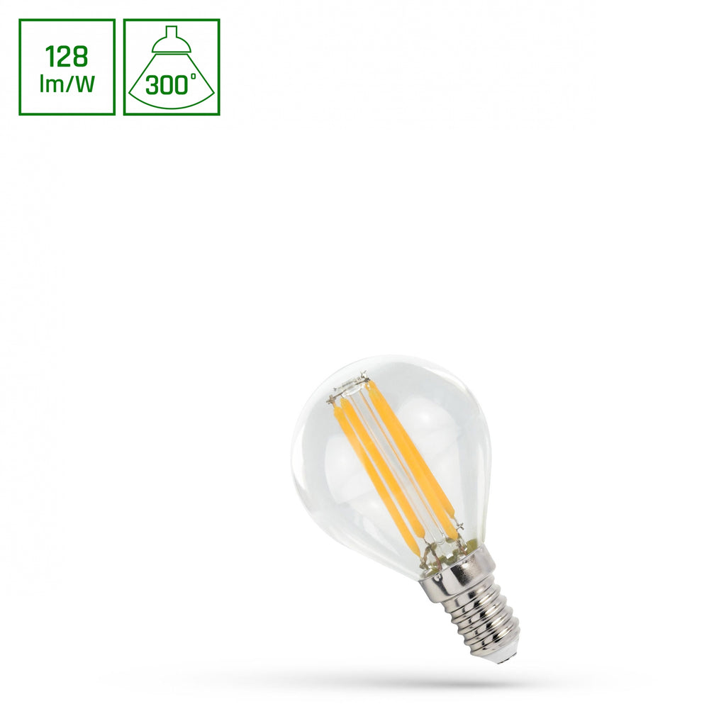 Spectrum LED lamp e14 4000K neutral white 700 lumens, clear P45 bulb, non-dimmable, 300° beam angle 5.5W