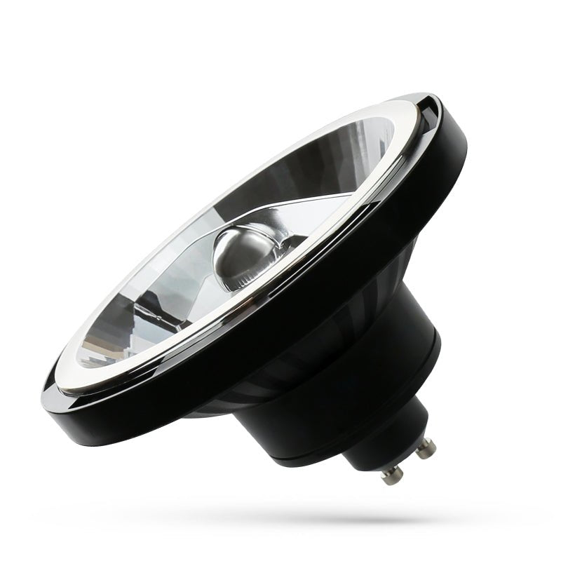 Spectrum LED AR111 GU10 12W 3000K black with 1050 lumens, 45-degree angle, warm white, 50,000 hours, 2-year warranty
