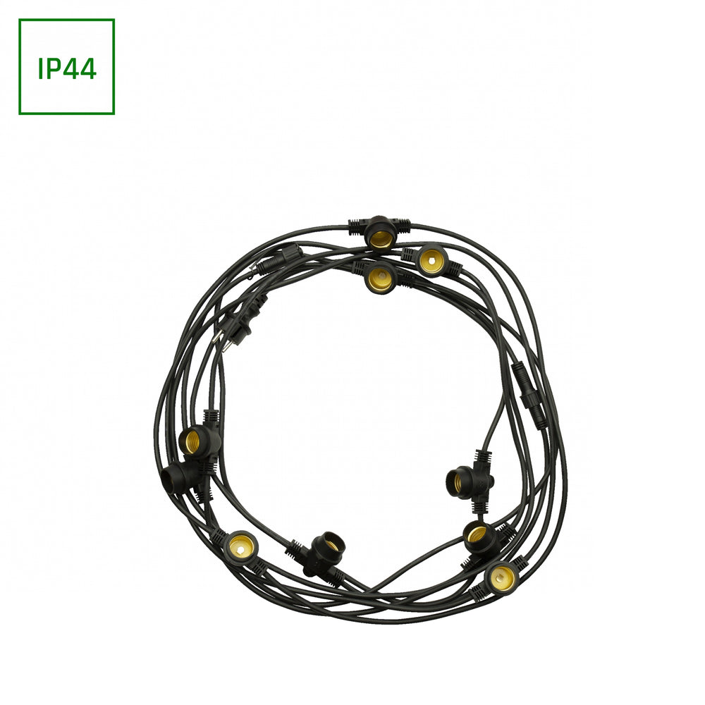 Spectrum 5m LED-Lichterkette, 10xE27, schwarz, IP44, 250V, innen/außen, -20/+40°C