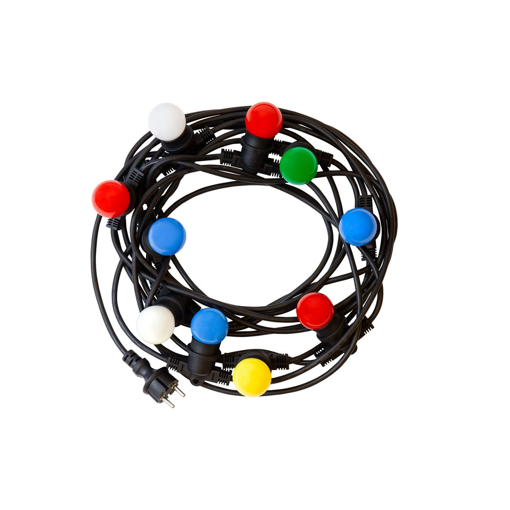 Spectrum 5m LED-Lichterkette, 10xE27, schwarz, IP44, 250V, innen/außen, -20/+40°C