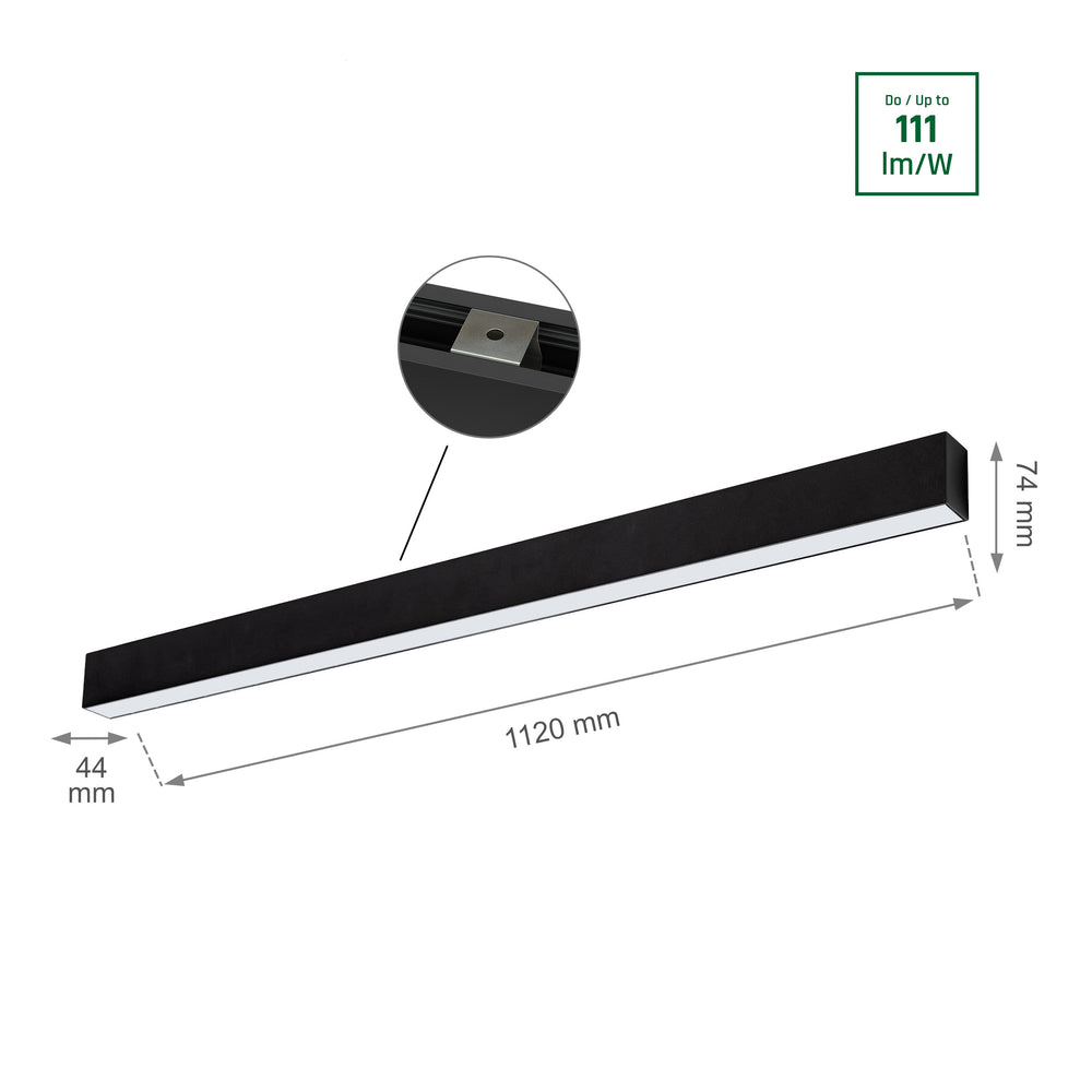 Spectrum ALLDAY GO LED surface mount light 36W 4000K 4900 lumens 230V IP20 Black 112cm